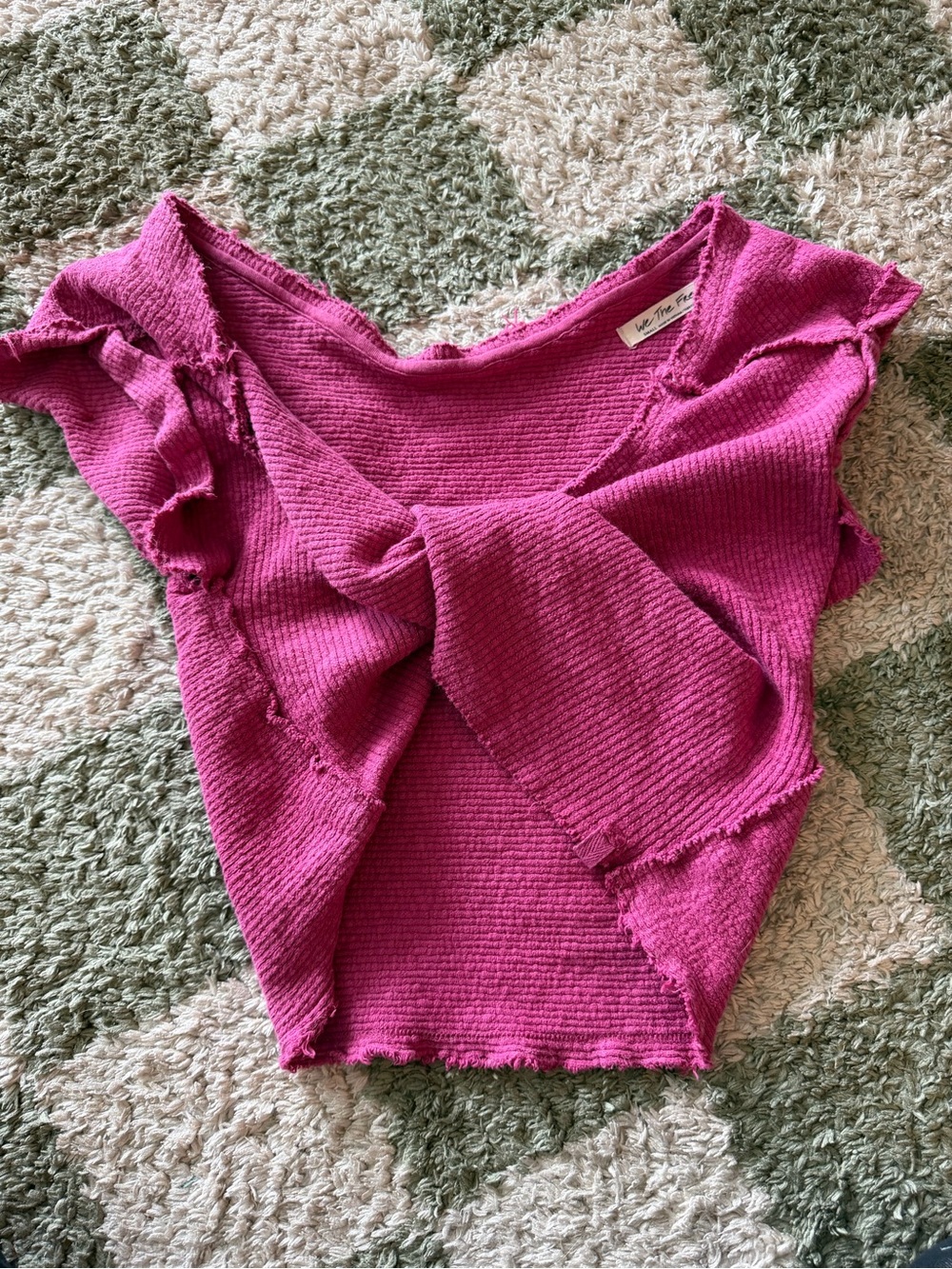 We The Free Magenta Ruffle Crop Top